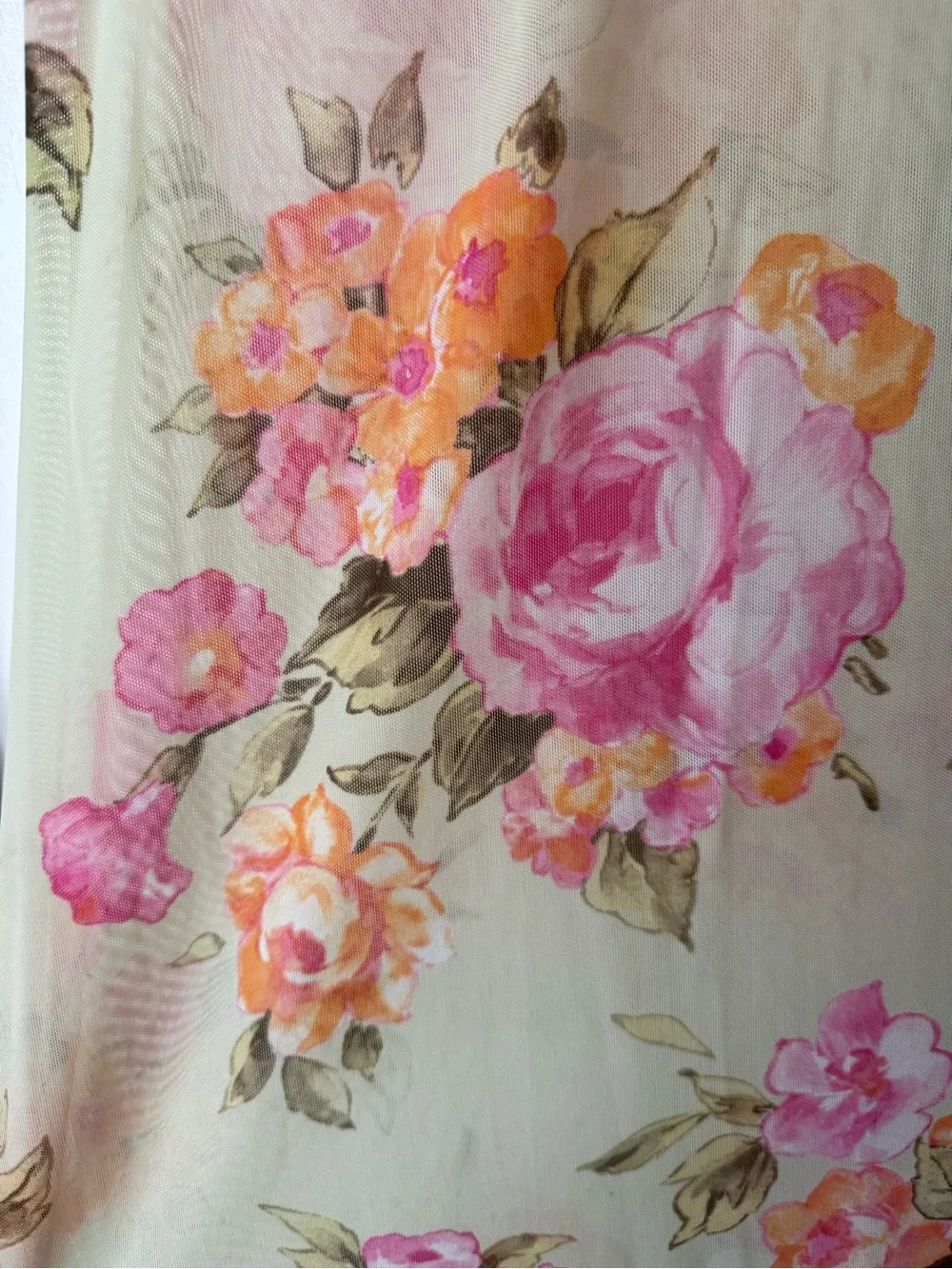 Pink and Green Rose Floral Fairycore Y2K Lace-Trim Slip Dress